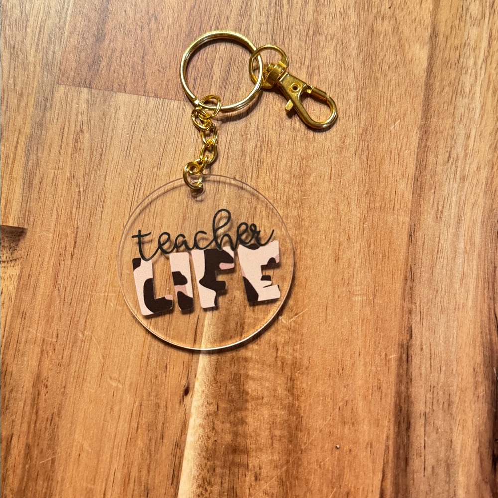 Teacher Life Keychain with Gold Accent